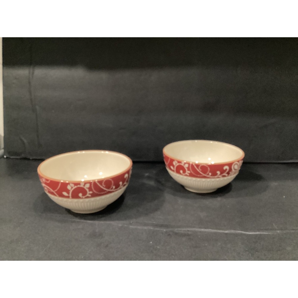 Pier 1 MARIBETH Soup/Cereal bowls 6" Ironstone Set Of 2